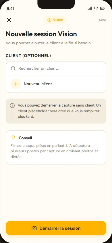 Création d'un devis en filmant le chantier avec Artisyo Vision